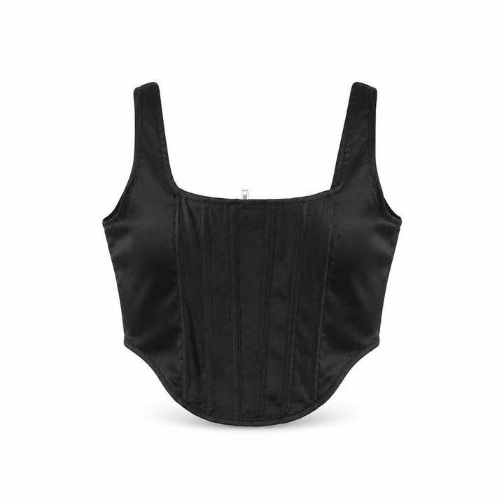 Missguided Women’s Black Cropped Satin Corset Tank Top UK 6