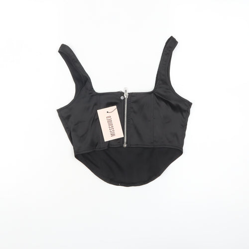 Missguided Women’s Black Cropped Satin Corset Tank Top UK 6