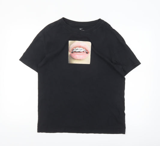 Nike Women's Black Graphic Print Cotton T-Shirt Size S