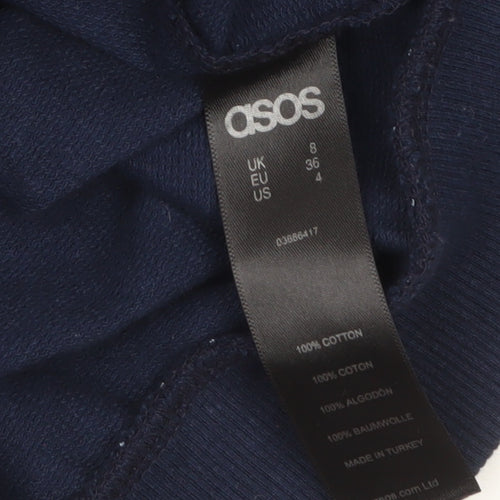 ASOS Women Blue Striped Cotton Bomber Jacket Size 8