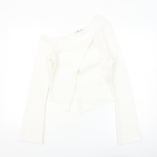 Collusion Women's White Off Shoulder Cropped Blouse Size 12