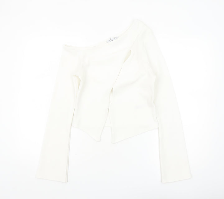 Collusion Women's White Off Shoulder Cropped Blouse Size 12