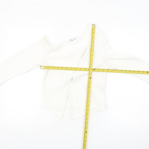 Collusion Women's White Off Shoulder Cropped Blouse Size 12