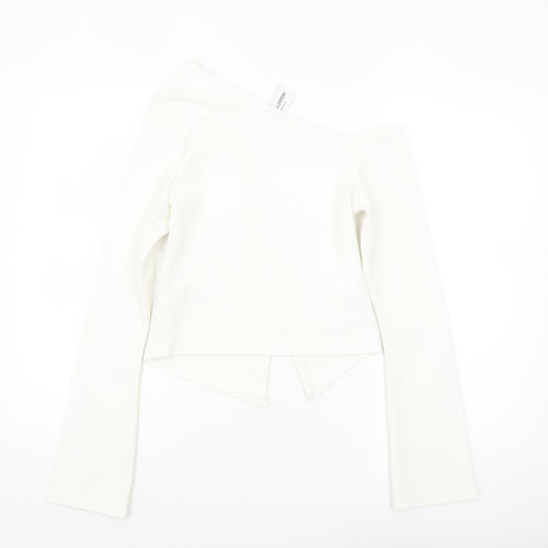 Collusion Women's White Off Shoulder Cropped Blouse Size 12