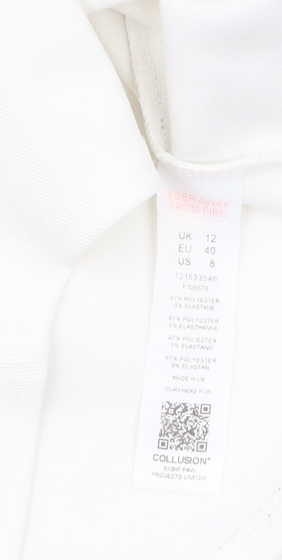 Collusion Women's White Off Shoulder Cropped Blouse Size 12