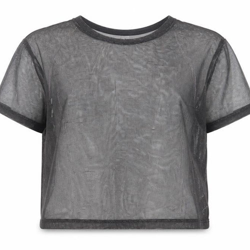 H&M Divided Black Sheer Mesh Cropped T-Shirt Women’s Size 8