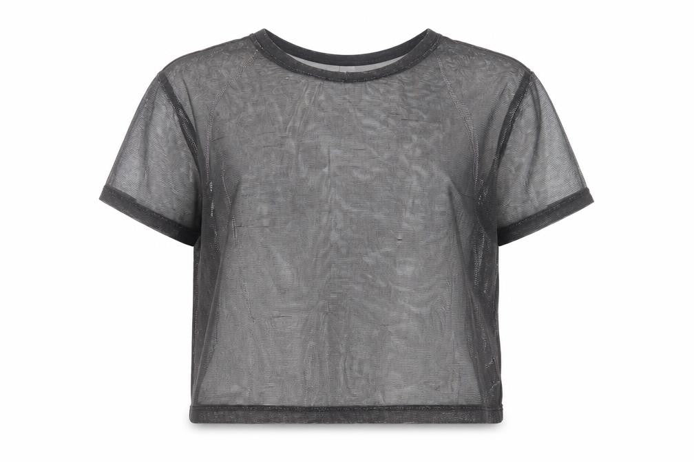 H&M Divided Black Sheer Mesh Cropped T-Shirt Women’s Size 8