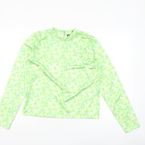 ASOS Design Women’s Green Floral Long Sleeve Stretch Top Size 14