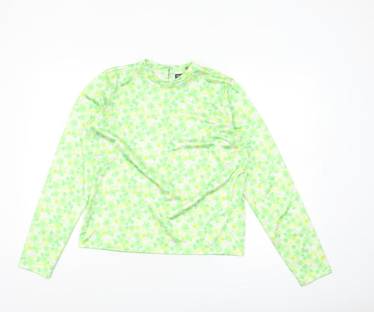 ASOS Design Women’s Green Floral Long Sleeve Stretch Top Size 14