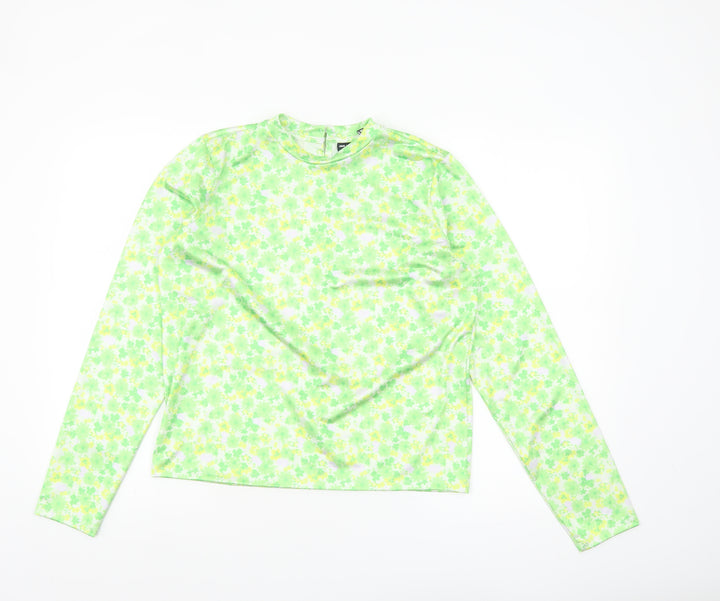 ASOS Design Women’s Green Floral Long Sleeve Stretch Top Size 14