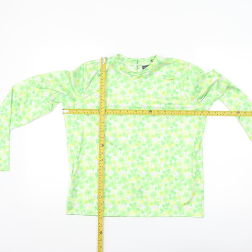 ASOS Design Women’s Green Floral Long Sleeve Stretch Top Size 14