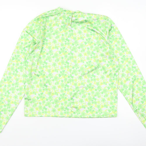ASOS Design Women’s Green Floral Long Sleeve Stretch Top Size 14