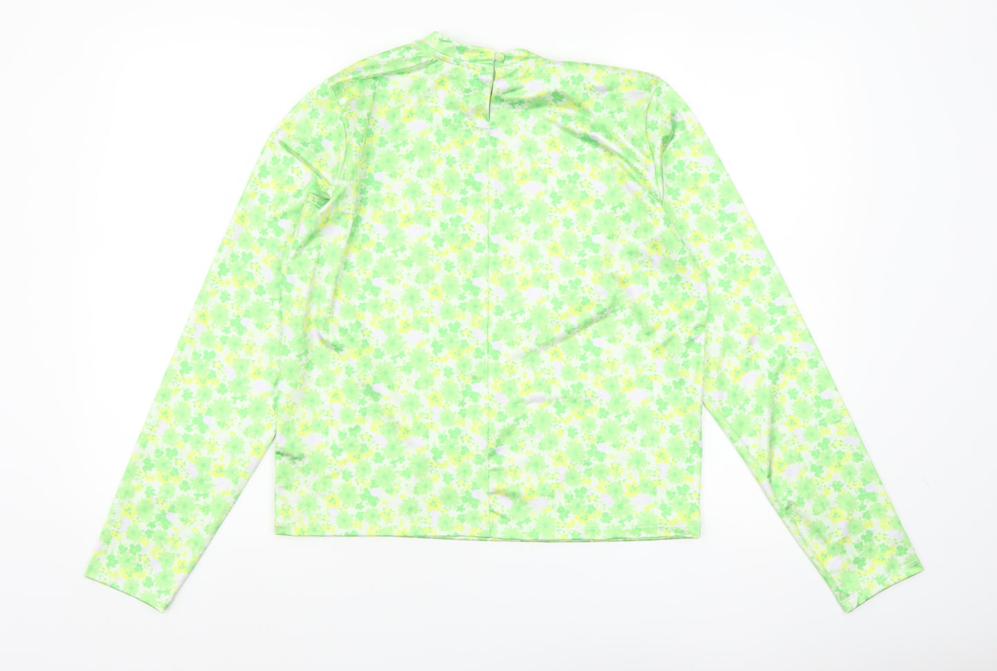 ASOS Design Women’s Green Floral Long Sleeve Stretch Top Size 14