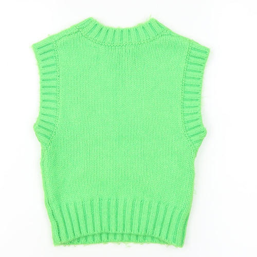 Collusion Womens Green Chunky-Knit Sleeveless Vest Jumper Size 4