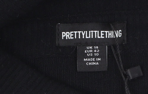 PrettyLittleThing Women's Black Size 14 Feather Cuff Shirt Dress