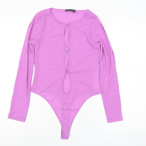 ASOS Design Women’s Pink Long Sleeve Cut Out Bodysuit UK 12