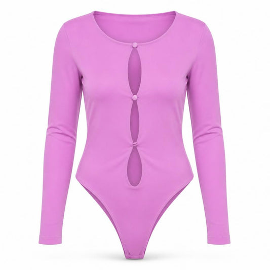 ASOS Design Women’s Pink Long Sleeve Cut Out Bodysuit UK 12