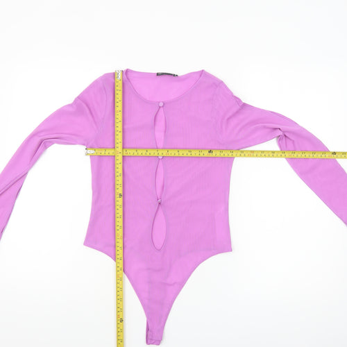 ASOS Design Women’s Pink Long Sleeve Cut Out Bodysuit UK 12
