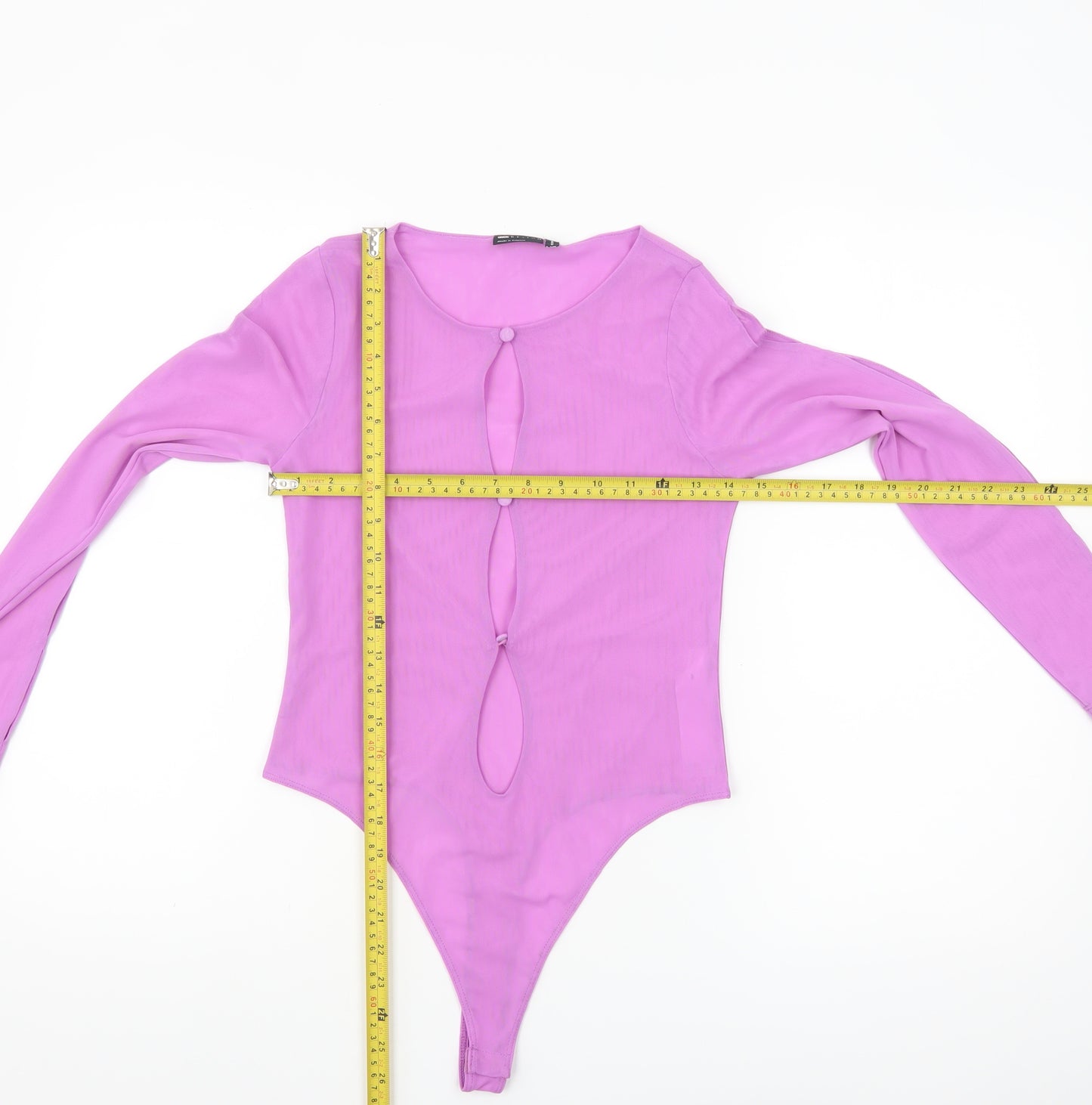 ASOS Design Women’s Pink Long Sleeve Cut Out Bodysuit UK 12