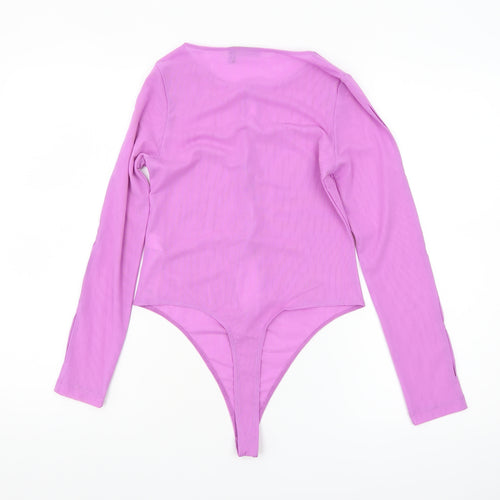 ASOS Design Women’s Pink Long Sleeve Cut Out Bodysuit UK 12