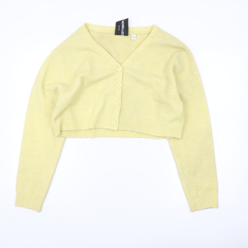 Collusion Womens Yellow Cropped V-Neck Cardigan Size 10