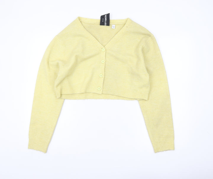 Collusion Womens Yellow Cropped V-Neck Cardigan Size 10