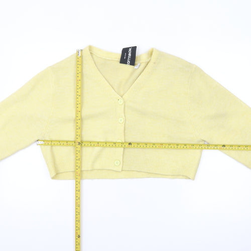 Collusion Womens Yellow Cropped V-Neck Cardigan Size 10