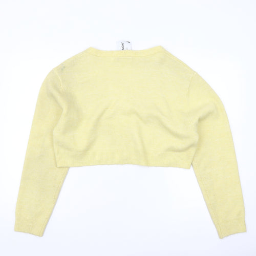 Collusion Womens Yellow Cropped V-Neck Cardigan Size 10