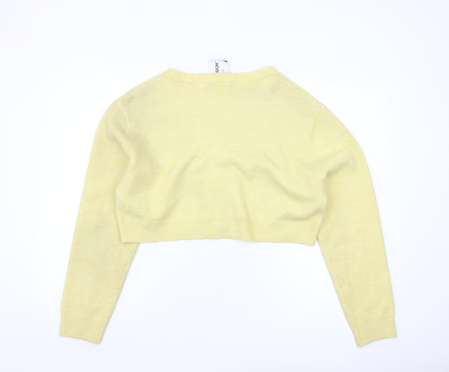 Collusion Womens Yellow Cropped V-Neck Cardigan Size 10
