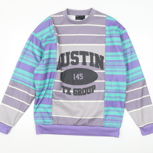ASOS DESIGN Men's Multicoloured Striped Crew Neck Sweatshirt Size S