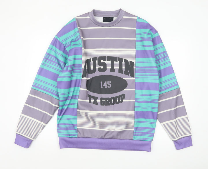 ASOS DESIGN Men's Multicoloured Striped Crew Neck Sweatshirt Size S