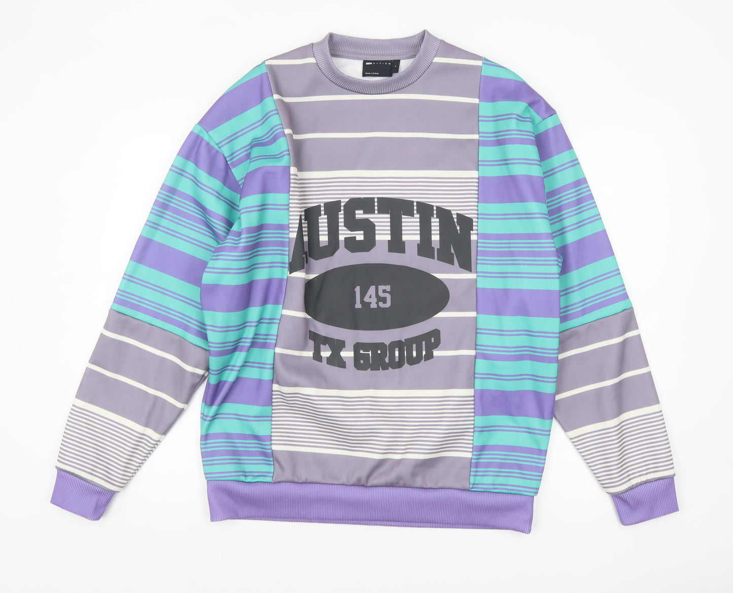 ASOS DESIGN Men's Multicoloured Striped Crew Neck Sweatshirt Size S