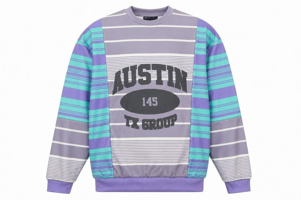 Front view of ASOS DESIGN Men's Multicoloured Striped Crew Neck Sweatshirt, size S