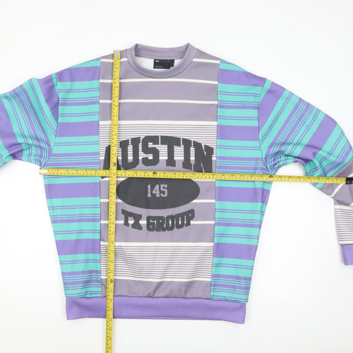 ASOS DESIGN Men's Multicoloured Striped Crew Neck Sweatshirt Size S