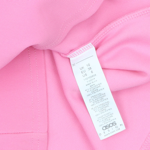 ASOS Women’s Pink Bodycon Mini Dress Size 10 Long Sleeve V-Neck