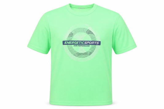 Front view of Bossini Sport Men's Green Polyester Crew Neck T-Shirt, size M