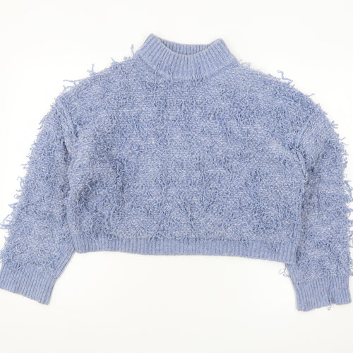 ASOS Women Blue Mock Neck Chunky Knit Jumper Size 10