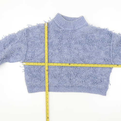 ASOS Women Blue Mock Neck Chunky Knit Jumper Size 10
