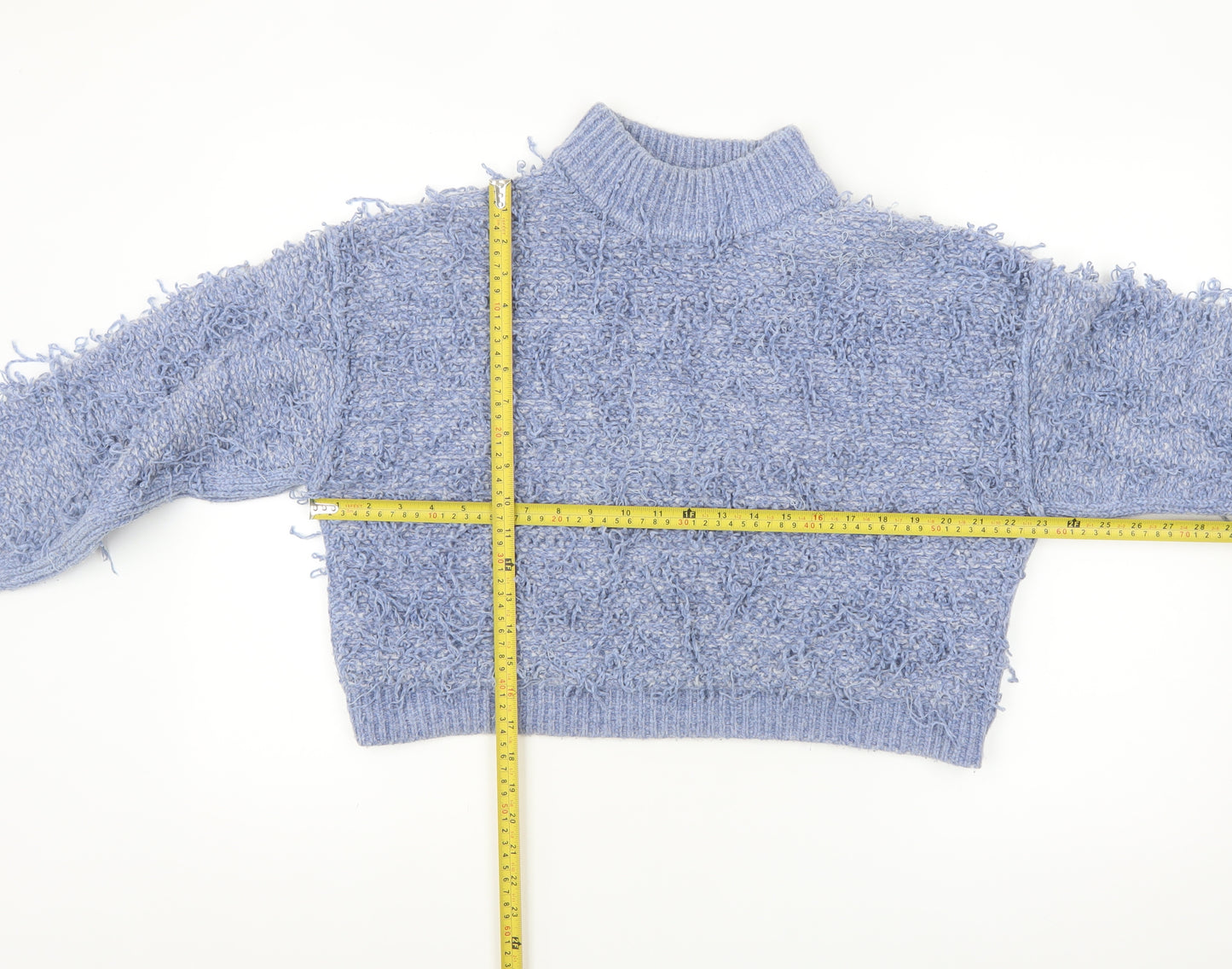 ASOS Women Blue Mock Neck Chunky Knit Jumper Size 10