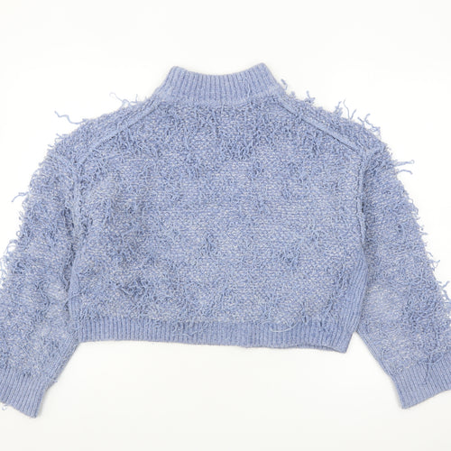 ASOS Women Blue Mock Neck Chunky Knit Jumper Size 10
