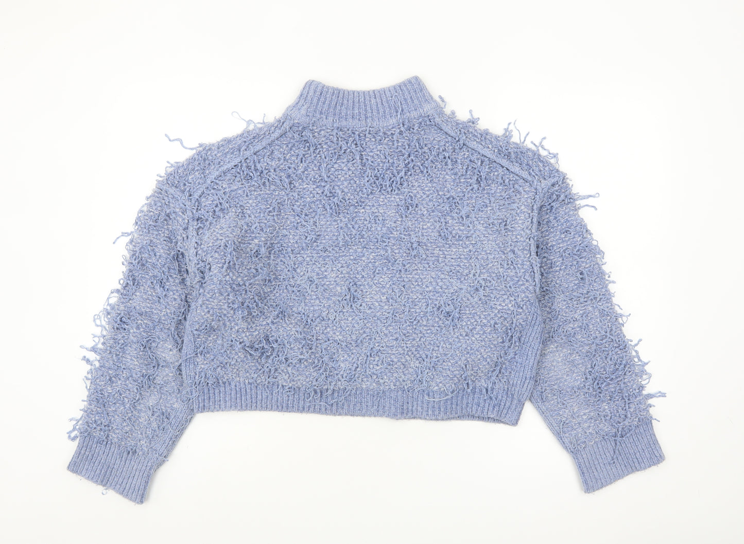 ASOS Women Blue Mock Neck Chunky Knit Jumper Size 10