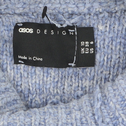 ASOS Women Blue Mock Neck Chunky Knit Jumper Size 10
