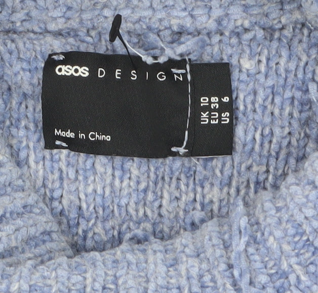 ASOS Women Blue Mock Neck Chunky Knit Jumper Size 10