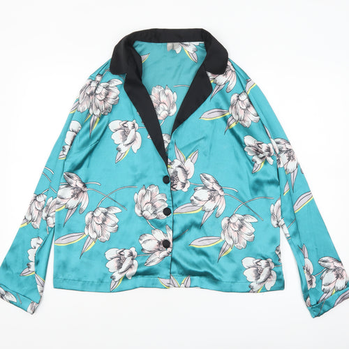 ASOS Women’s Blue Floral Satin Wrap Blouse UK 12