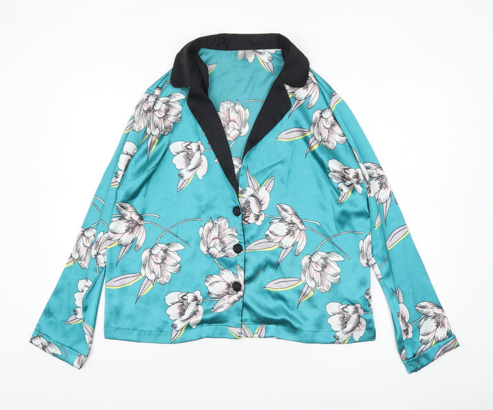 ASOS Women’s Blue Floral Satin Wrap Blouse UK 12
