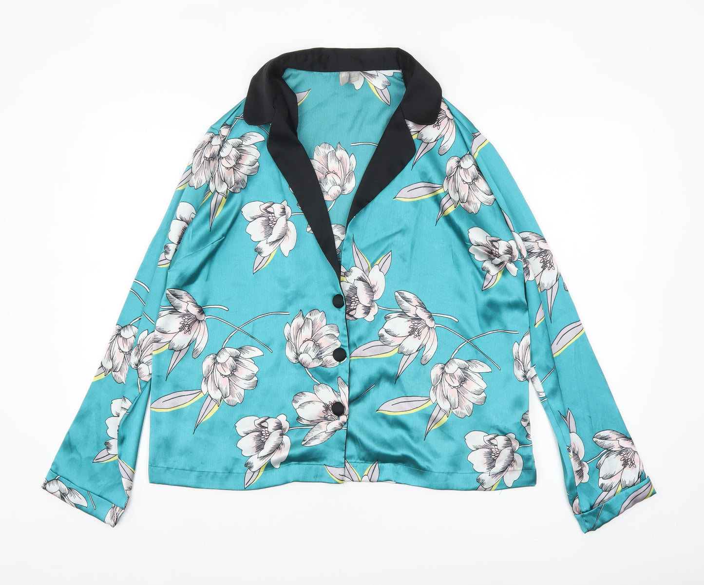ASOS Women’s Blue Floral Satin Wrap Blouse UK 12
