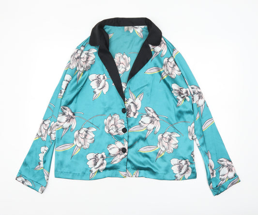 ASOS Women’s Blue Floral Satin Wrap Blouse UK 12