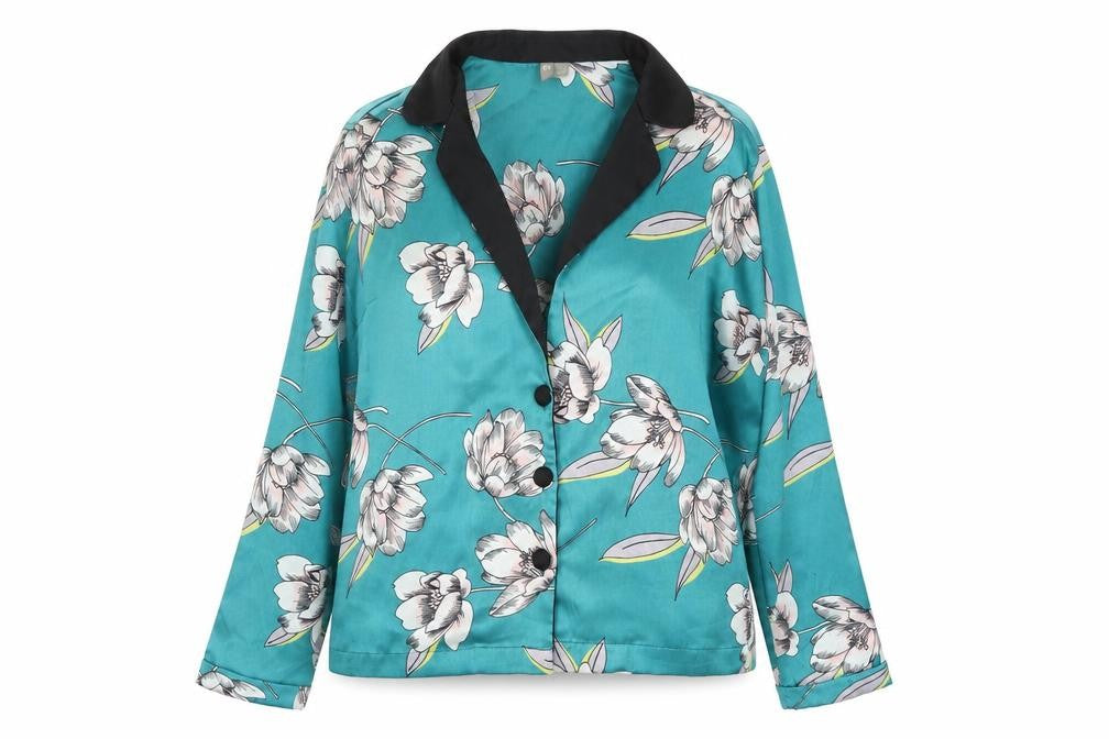 ASOS Women’s Blue Floral Satin Wrap Blouse UK 12