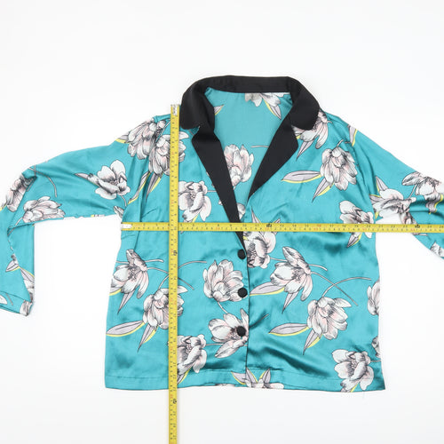 ASOS Women’s Blue Floral Satin Wrap Blouse UK 12