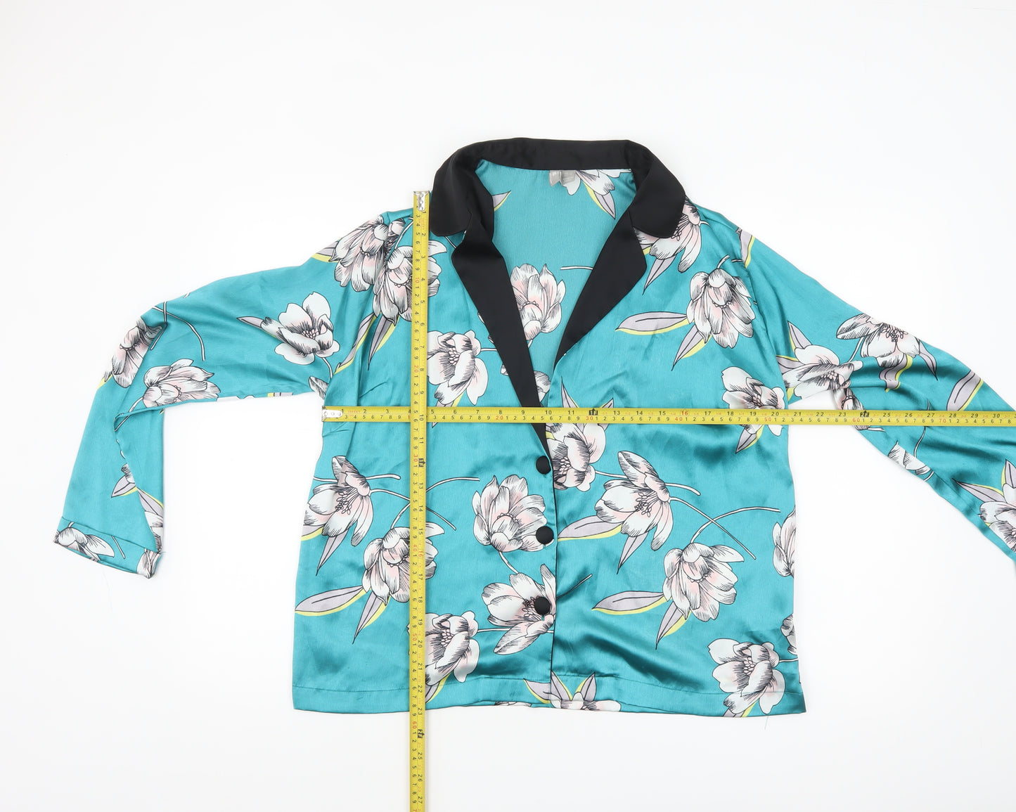 ASOS Women’s Blue Floral Satin Wrap Blouse UK 12